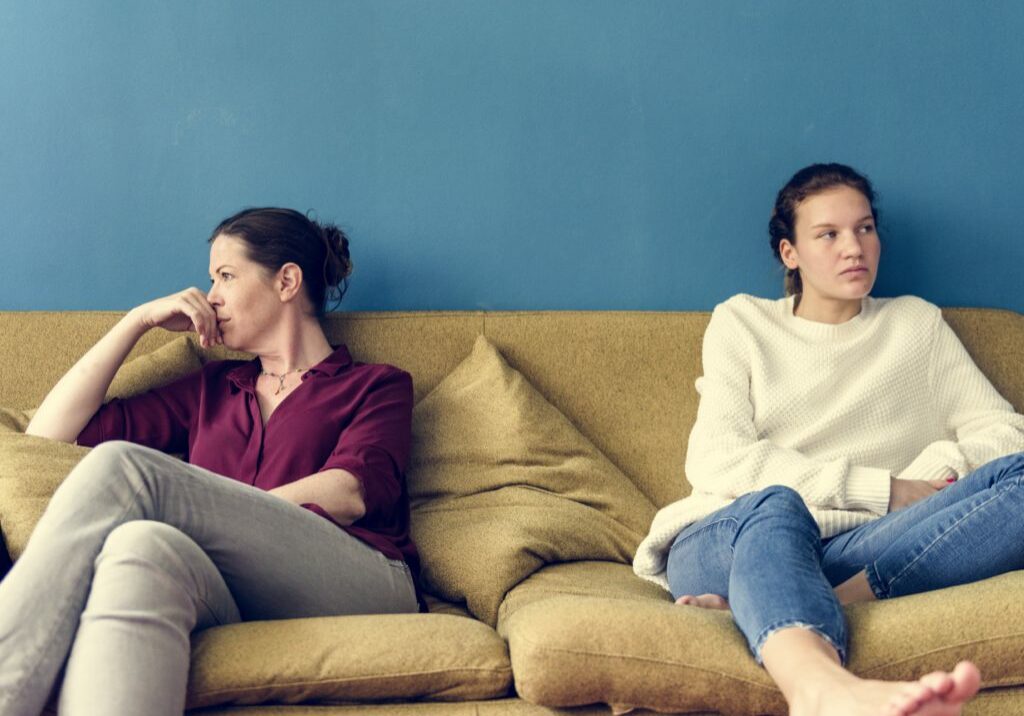 Mother and teenage daughter having an arguument